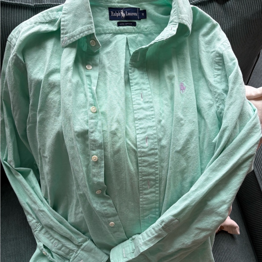 Ralph Lauren Men's Mint Green Button-Down Oxford Shirt